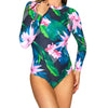 Tropical Recycled Long Sleeve UV 50 Swimsuit