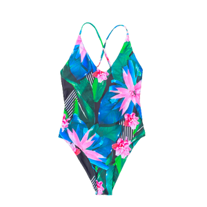 Thin Strapped Tropical Recycled UV 50 Swimsuit