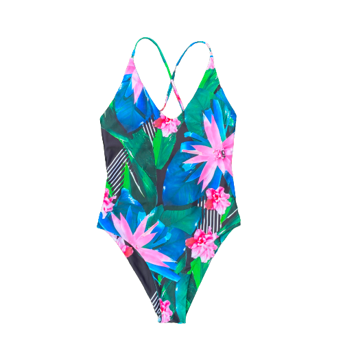 Thin Strapped Tropical Recycled UV 50 Swimsuit