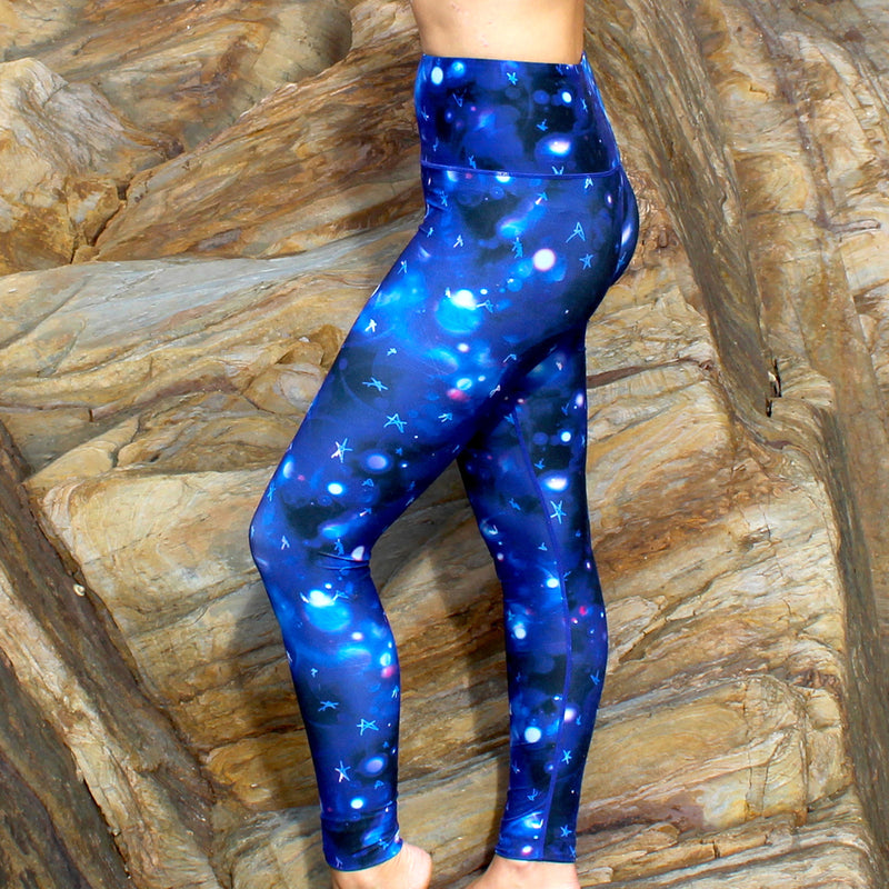 Blue Galaxy Outer Space Nebula Leggings | Zazzle